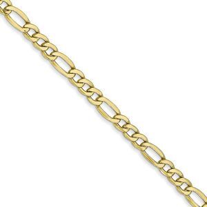 10k Yellow Gold 3.5mm Hollow Figaro Chain Necklace, 22 Inch